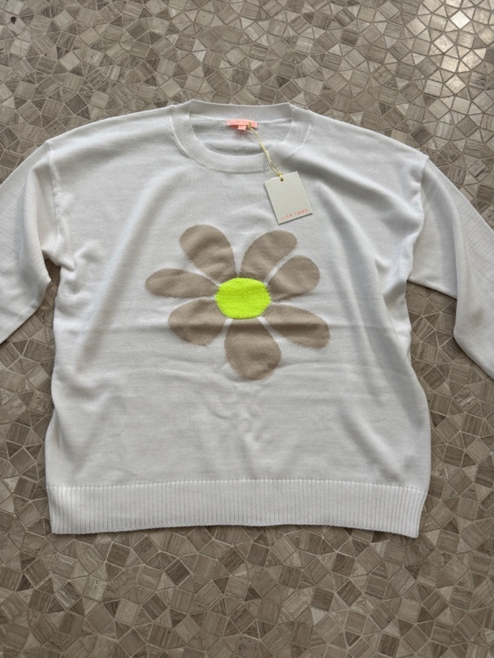 NWT LISA TODD Sweet Talk cotton sweater (XL; white)